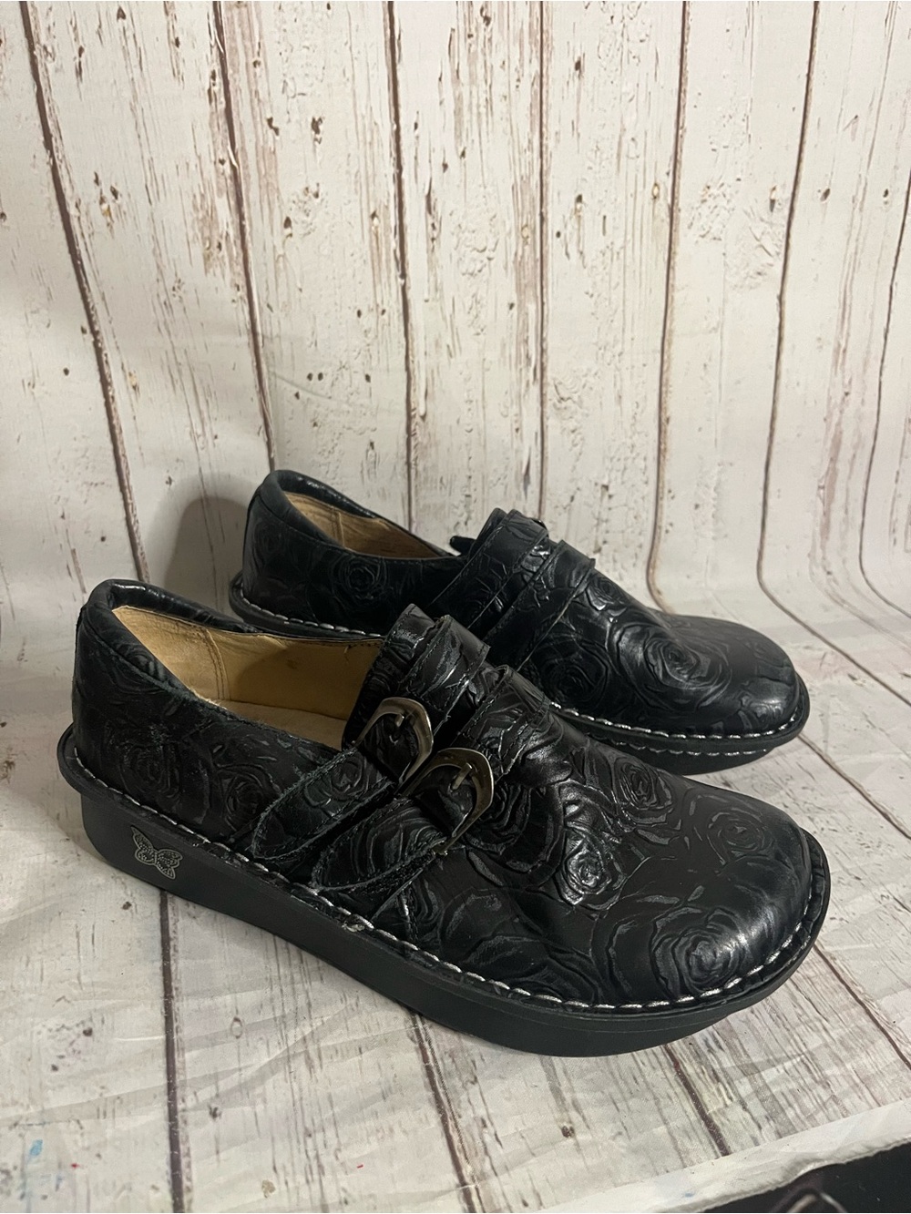 Alegria Floral Leather ALL Clogs Mules Professional Womens Size 38 (7.5-8)